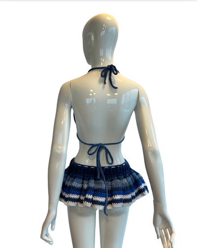 Ocean Crush set  – Haut triangle & mini jupe plissée